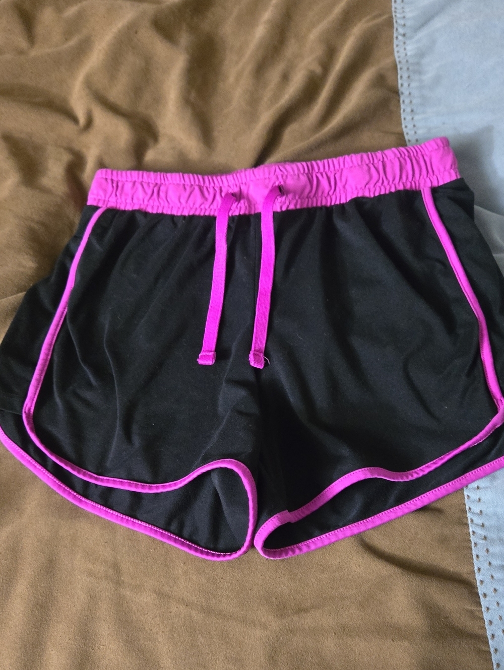 SO Black Athletic Shorts with Hot Pink Waistband and Trim